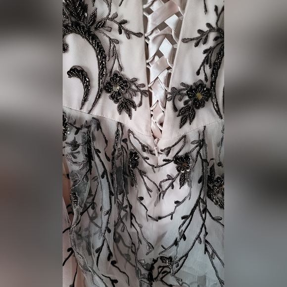 Grad Prom Embroidered & Beaded Gown. Pink w Brown Stunning! - Picture 11 of 11